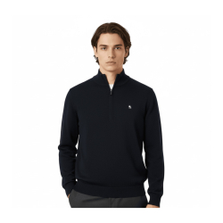 Harris Merino Sweater Zip-Turtle - Navy 