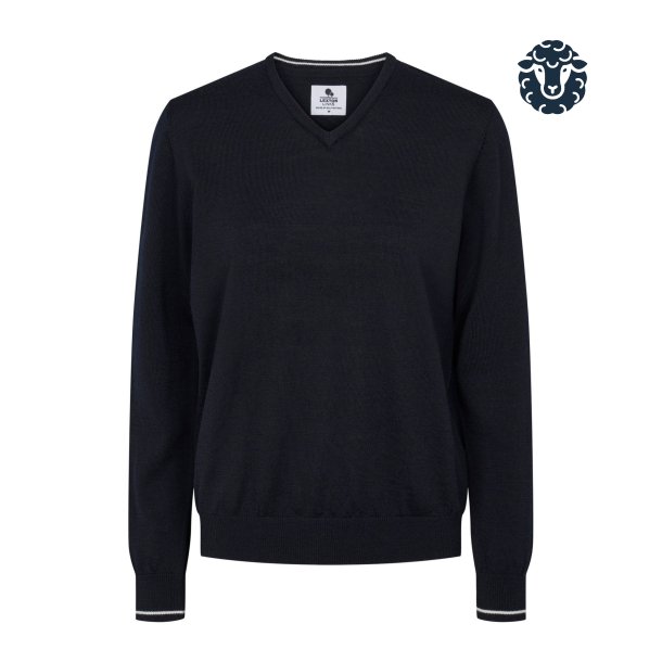 Melissa Merino Strik V-Hals i Navy