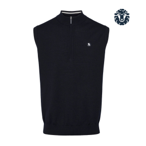 Murray Merino Strik Vest med Zip i Navy