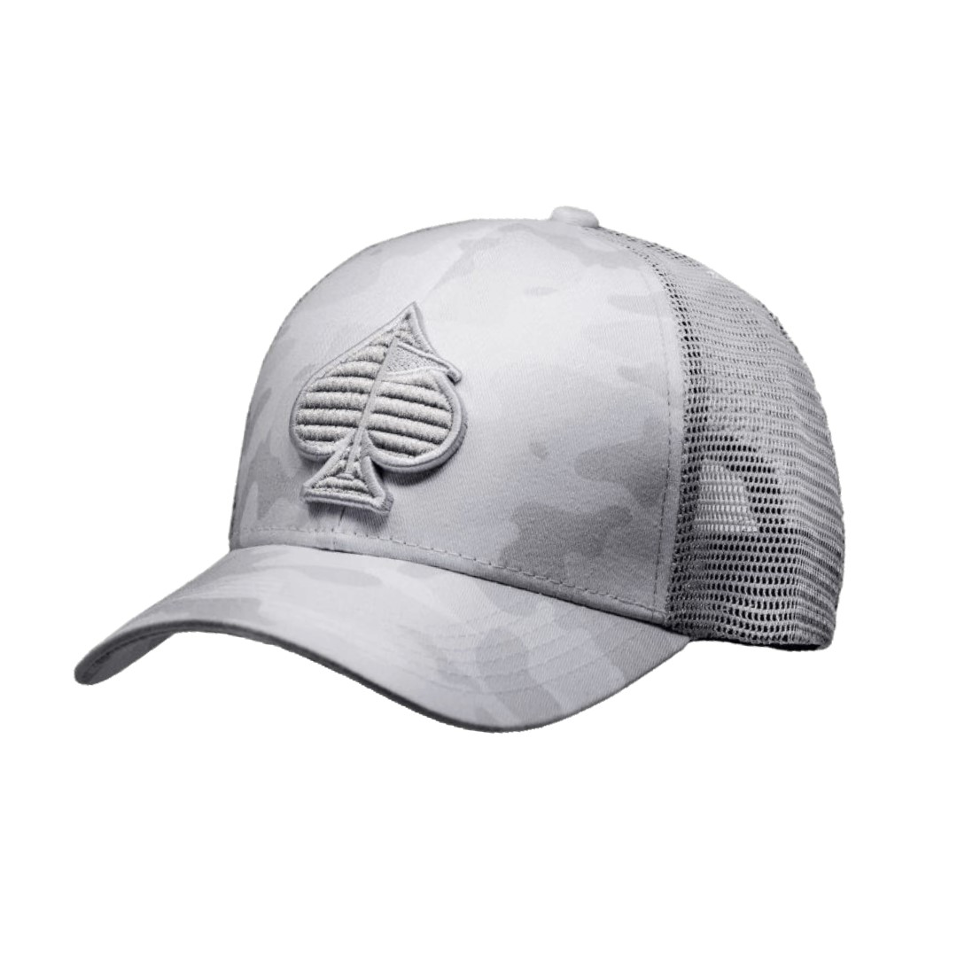 Pins and Aces Trucker Cap – Light Grey Camo